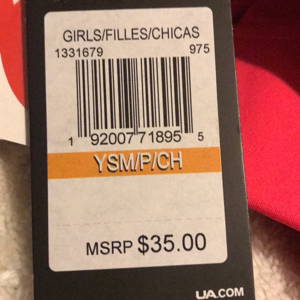 $35 Under Armour Girls Neon Pink Leggings - Picture 6 of 7